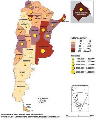 Densidad de poblaci&ograve;n Argentina